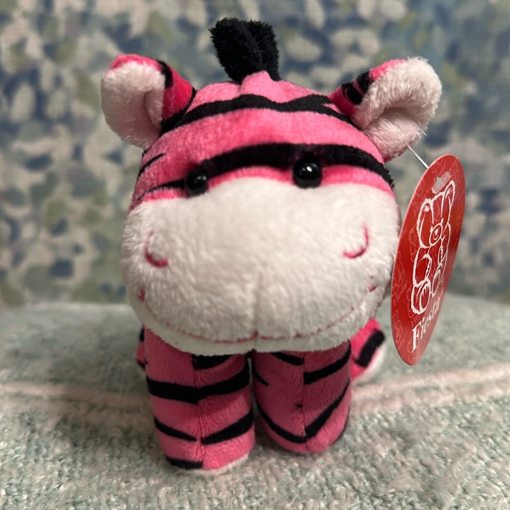 Fiesta Pink Zebra Bendable Hanging Plush 6”